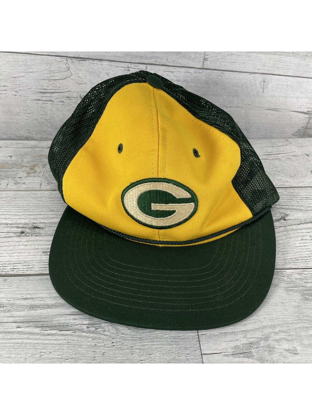 Vintage 80s Green Bay Packers NFL Football Young An SnapBack Mesh Hat
